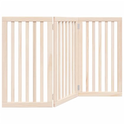 Сгъваема порта за кучета, 3 панела, 150 см, тополово дърво