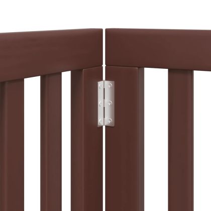 Сгъваема преграда за куче с врата 6 панела кафява 300 см топола