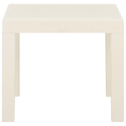 Градински лаундж комплект с възглавници 3 части пластмаса бял