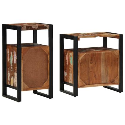 Комплект мебели за баня 2 pcs Кафяво регенерирано дърво масив