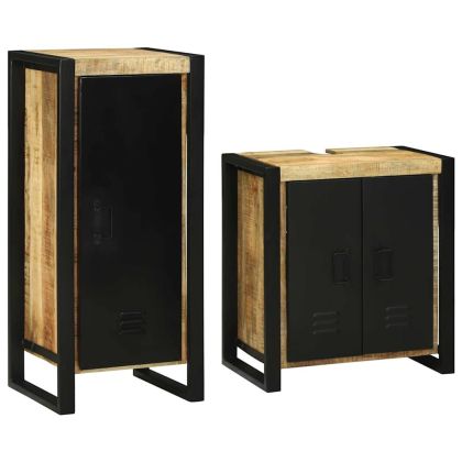 Комплект мебели за баня 2 pcs Кафяво Солидно мангово дърво