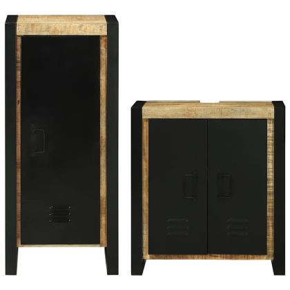 Комплект мебели за баня 2 pcs Кафяво Солидно мангово дърво