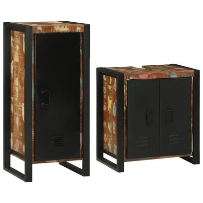 Комплект мебели за баня 2 pcs Солидна рециклирана дървесина