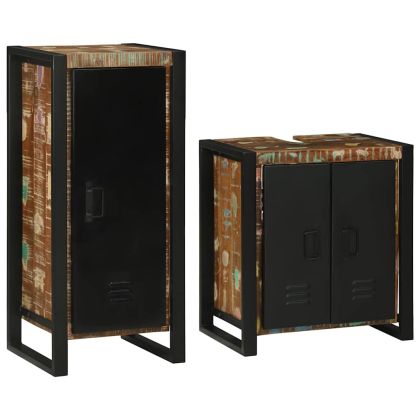 Комплект мебели за баня 2 pcs Солидна рециклирана дървесина