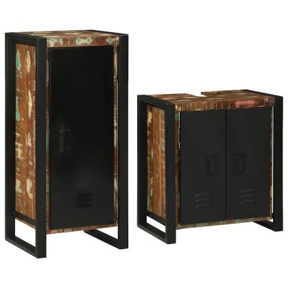 Комплект мебели за баня 2 pcs Солидна рециклирана дървесина