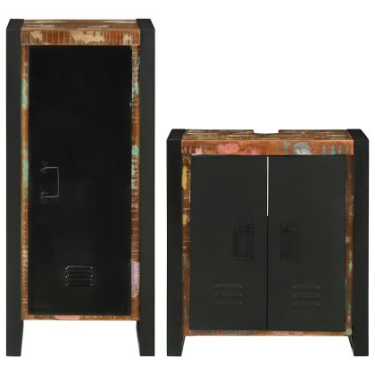 Комплект мебели за баня 2 pcs Солидна рециклирана дървесина