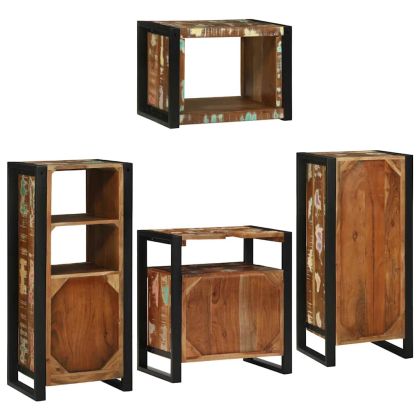 Комплект мебели за баня 4 pcs Солидна рециклирана дървесина