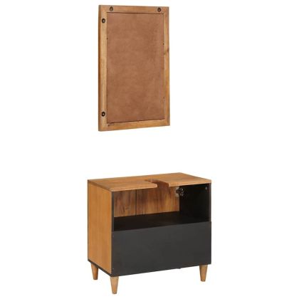 Комплект мебели за баня с рафт 2 pcs Кафяво Инженерно дърво