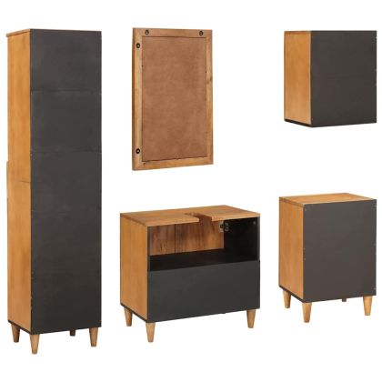 Комплект мебели за баня с чекмедже 5 pcs Кафяво Инженерно дърво