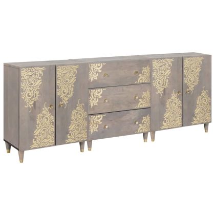 Комплект шкафове за баня 3 pcs Сив и златен 180 x 33 x 75 см