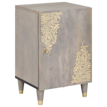 Комплект шкафове за баня 5 pcs Сив Солидно мангово дърво