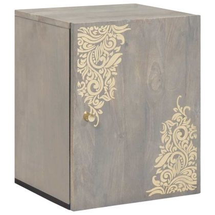 Комплект шкафове за баня 5 pcs Сив Солидно мангово дърво