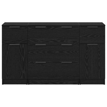 Служебен шкаф с чекмедже 3 pcs Черния дъб Инженерно дърво