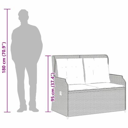 Градинска пейка с възглавница Бежово Полиратан