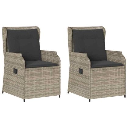 Градинска пейка с възглавница 2 pcs Светлосиво Полиратан