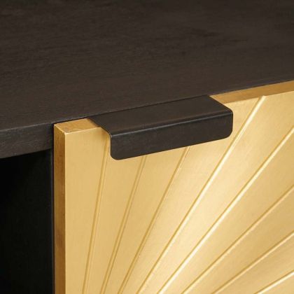 ТВ шкаф с рафт Черен и златен 105 x 33 x 46 см Инженерно дърво