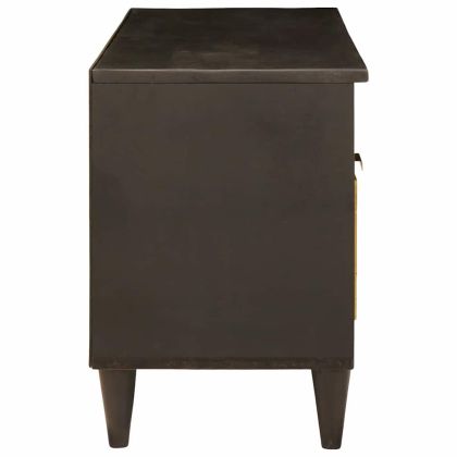 ТВ шкаф с рафт Черен и златен 100 x 33 x 46 см Инженерно дърво