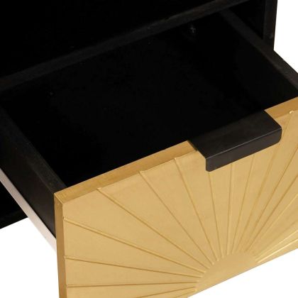 ТВ шкаф с рафт Черен и златен 100 x 33 x 46 см Инженерно дърво