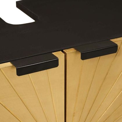 Шкаф за мивка с рафт с врата Черен и златен 62 x 33 x 58 см