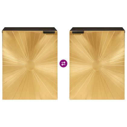 Шкаф за баня с рафт с врата Черен и златен 38 x 33 x 48 см