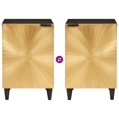 Шкаф за баня с рафт с врата Черен и златен 38 x 33 x 58 см