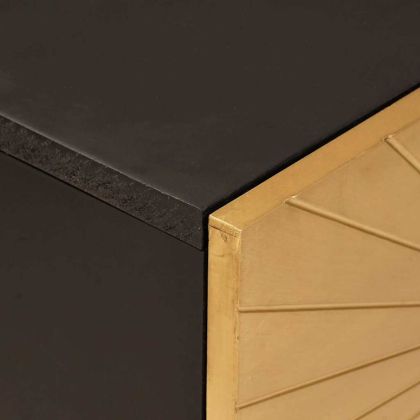 Страничен шкаф със съхранение Черен и златен 80 x 33.5 x 75 см