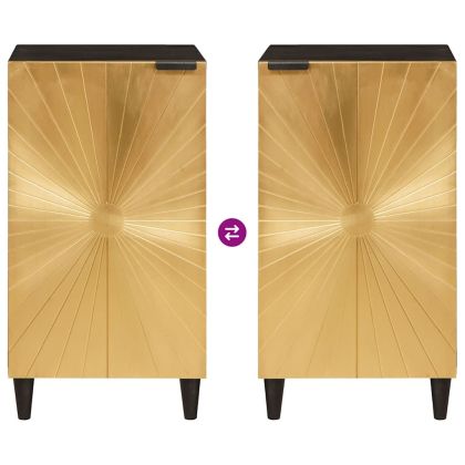 Страничен шкаф със съхранение Черен и златен 80 x 33.5 x 75 см