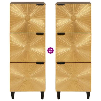 Страничен шкаф със съхранение Черен и златен 40 x 33.5 x 110 см