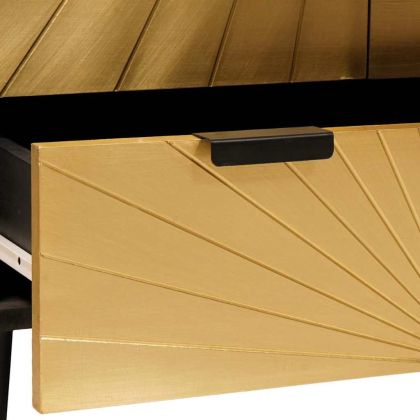 Страничен шкаф с чекмедже Черен и златен 60 x 33.5 x 100 см