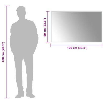 LED огледало за баня, 100x60 см