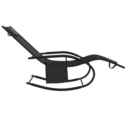 Люлеещи се шезлонги, 2 бр, черни, стомана и textilene