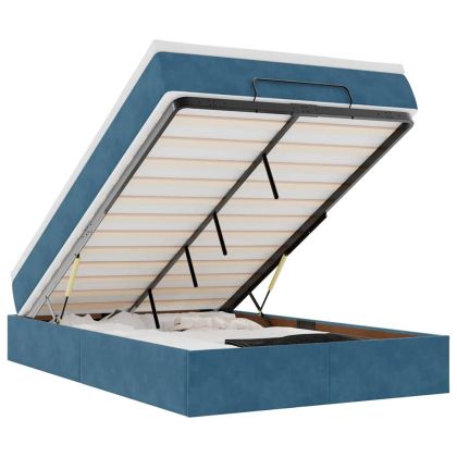 Османска легло с матрак, тъмносиньо, 120x200 см, кадифе