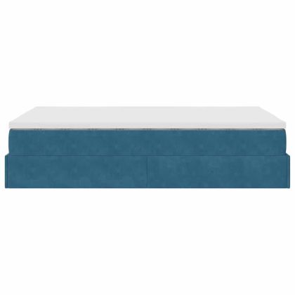 Османска легло с матрак, тъмносиньо, 120x200 см, кадифе