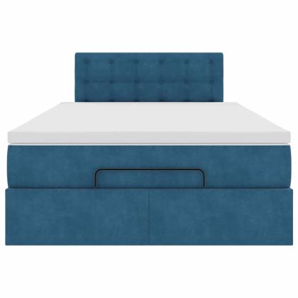 Османска легло с матрак, тъмносиньо, 120x200 см, кадифе