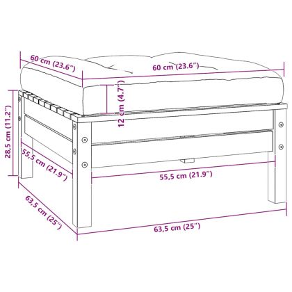 Градински комплект от 3 части, с възглавници, черен, бор масив
