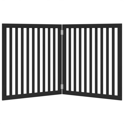 Сгъваема преграда за кучета 2 панела черна 160 см топола