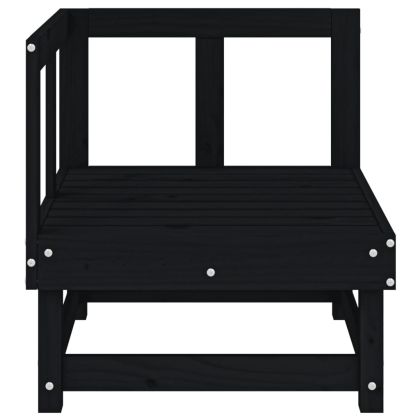 Градински ъглов диван, черен, бор масив