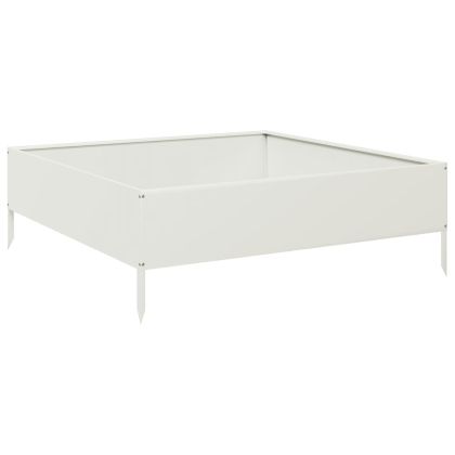 Градинско повдигнато легло, бяло, 100x100x33,5 см, стомана