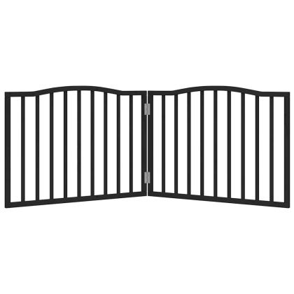 Сгъваема преграда за кучета 2 панела черна 160 см топола