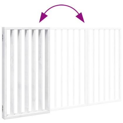 Сгъваема порта за кучета, 3 панела, бяла, 150 см, тополово дърво
