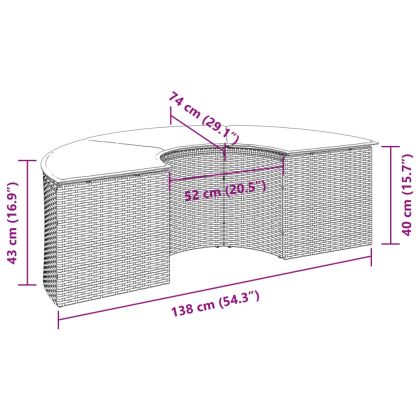 Градинска табуретка с възглавница, бежов, полиратан