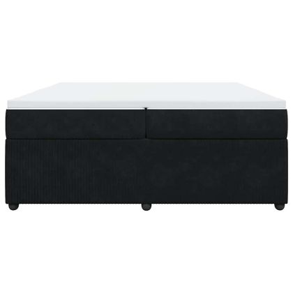 Боксспринг легло с матрак, черно, 200x200 см, кадифе