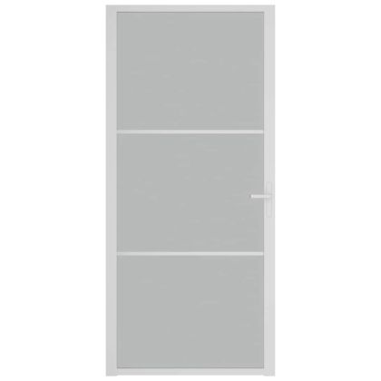 Интериорна врата 93x201,5 см бял мат стъкло и алуминий