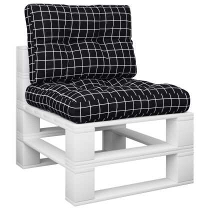 Палетни възглавници, 2 бр, черно каре, текстил