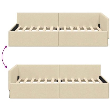 Ъглова рамка за легло с таблото Крем 80 см x 200 см Кадифе