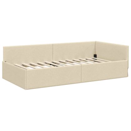 Ъглова рамка за легло с таблото Крем 90 см x 190 см Кадифе