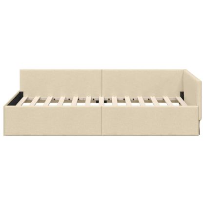 Ъглова рамка за легло с таблото Крем 90 см x 200 см Кадифе