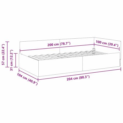 Ъглова рамка за легло Тъмен зелен 100 см x 200 см Кадифе