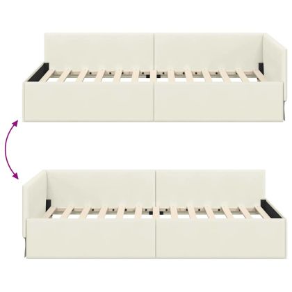 Ъглова рамка за легло с таблото Крем 80 см x 200 см Кадифе