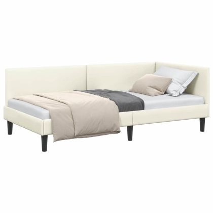 Ъглова рамка за легло с таблото Крем 80 см x 200 см Кадифе